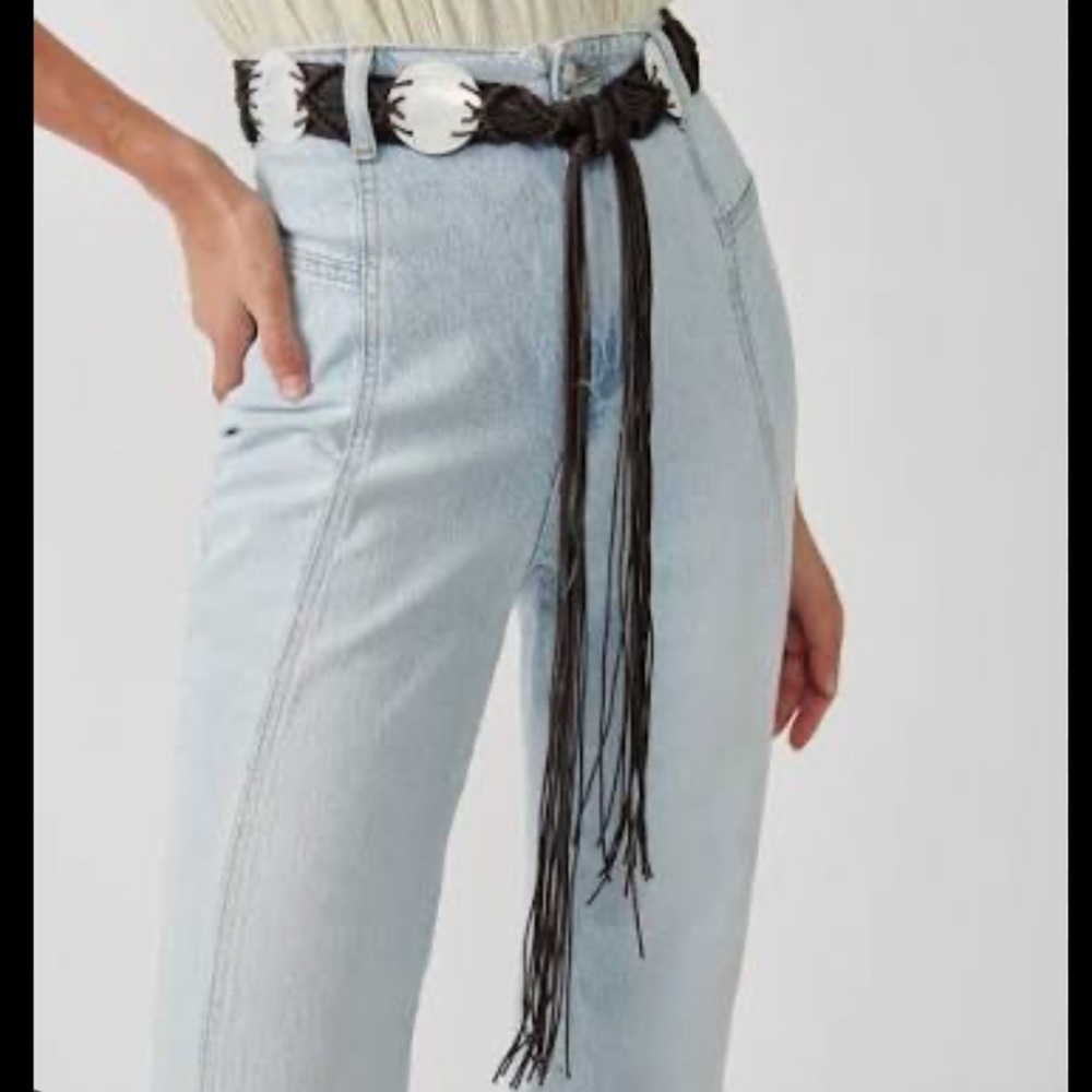 FREE PEOPLE leather saltwater fringe wrap belt